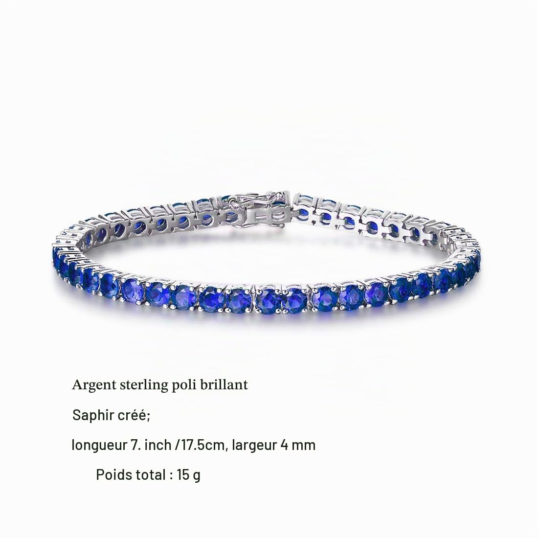 FANCIME Bracelet Tennis au Style Classique serti de Saphir