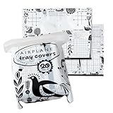 GSM Brands Disposable Airplane Tray Table Cover (Pack of 20) - Double Sided with 12 Games - Opaque White
