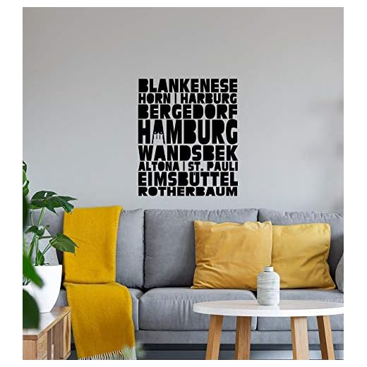 Hamburg stadsdelar väggtatuering klistermärken 45 x 53 cm – shirt84.de