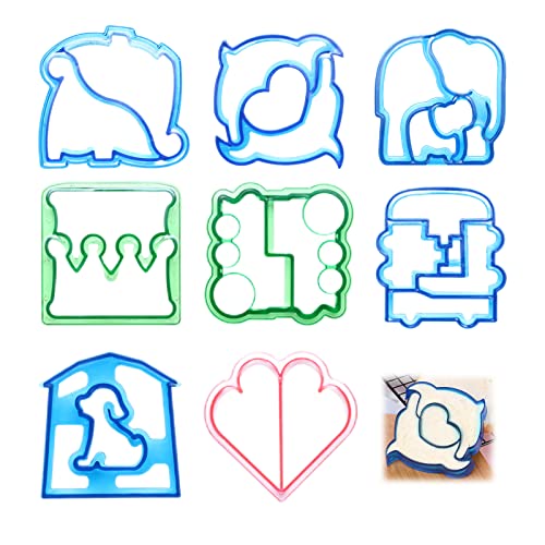 8 Piezas Moldes para Sandwiches, Cortadores de Sandwich, Moldes para Sandwiches Juego, para Sándwiches, Galletas, Sushi, Budín, Verduras