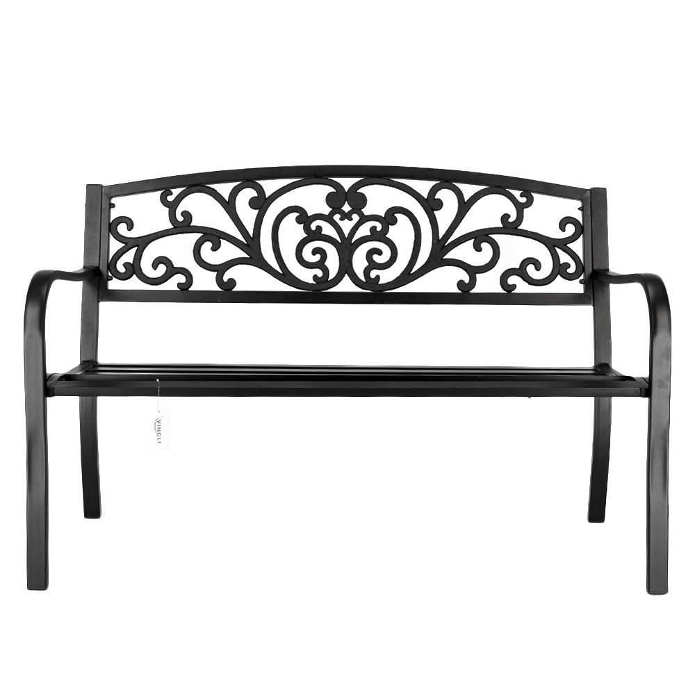 Buy VINGLI 50" Patio Park Garden Bench Outdoor Metal Benches,Cast Iron