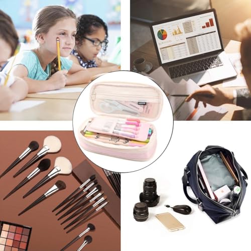 Image of Big Capacity Pencil Cases with Compartments Pencil Pouch Aesthetic for Kids Teen Students, Expendable Stationery Organizer Pen Bag for College School Office