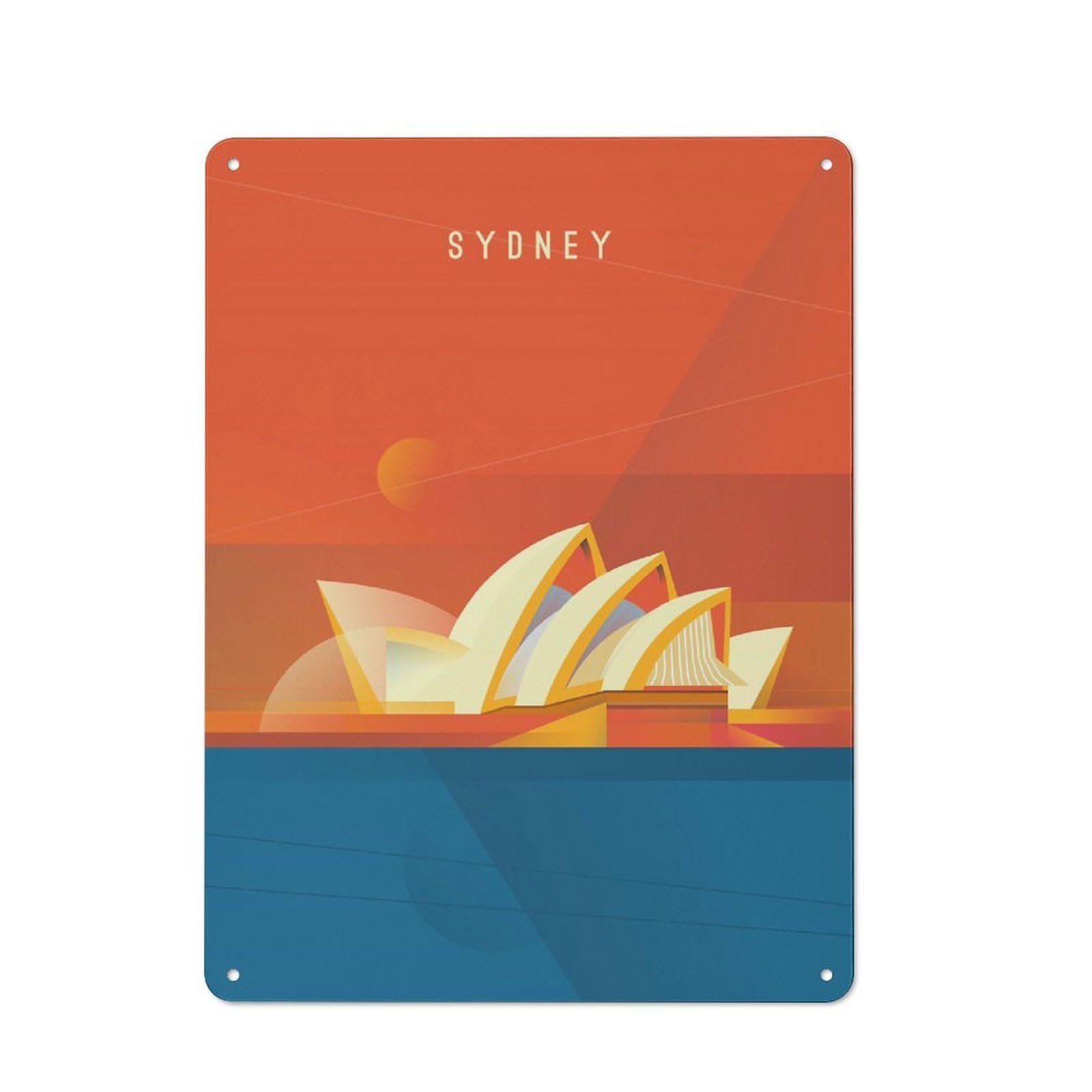 Sydney Vintage Metal Wall Decor 40x30cm, Decorative Metal Plaque for Coffee Bar, Small Shop Or Dining Room