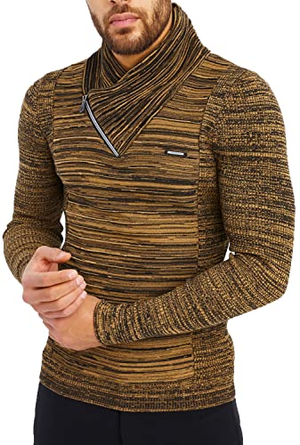 Leif Nelson Herren Strickpullover Beige L Reißverschluss - Dünner Männer...