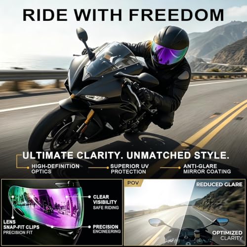 Image of PSLER Shatterproof Helmet Visor for Bell Qualifier,Deep Purple