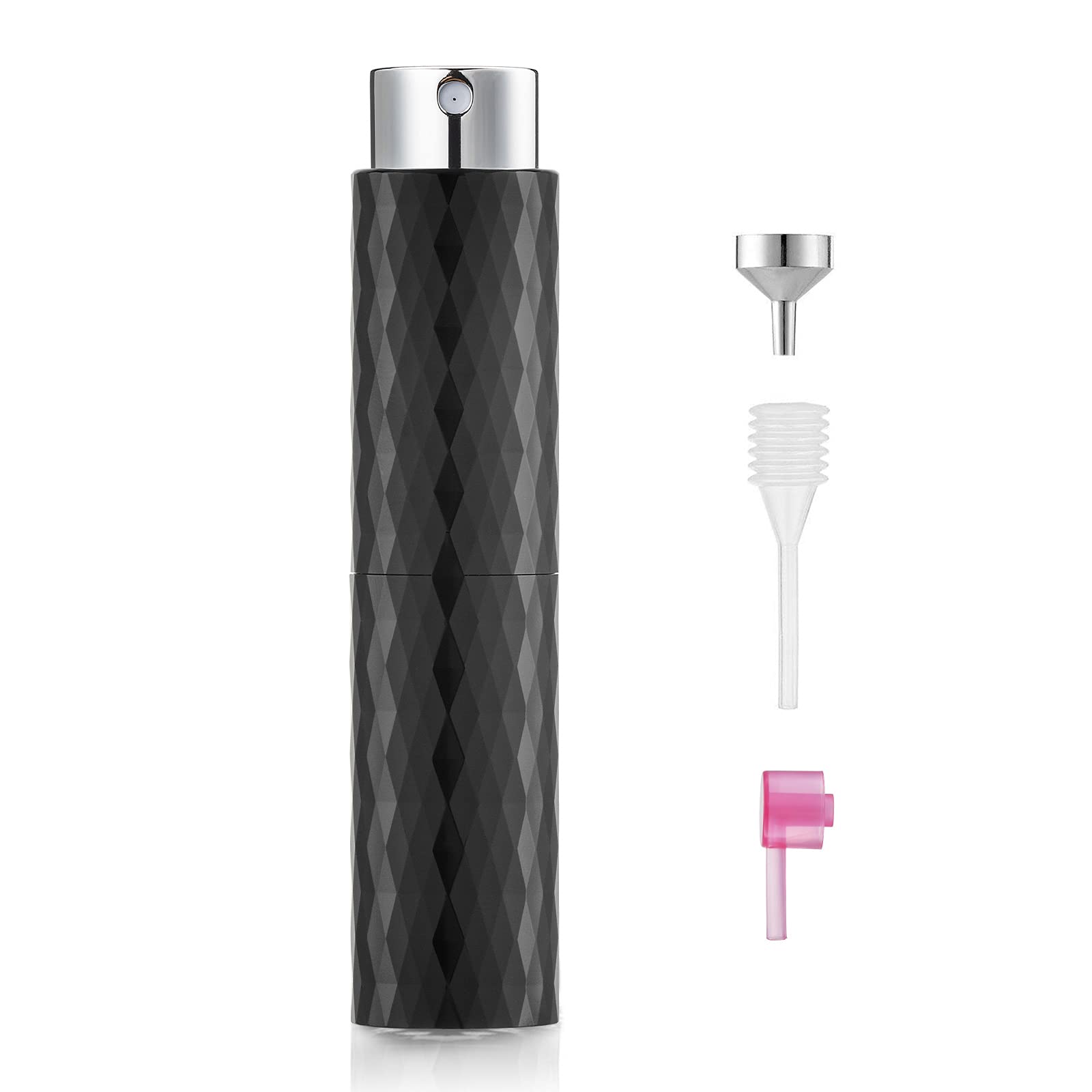 Toureal 8ml Atomizer Perfume Spray Bottle for Travel, Empty Refillable Cologne Dispenser, Portable Sprayer for Men and Women (Black)