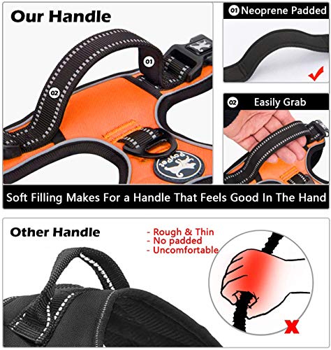 Image of PoyPet No Pull Dog Harness, No Choke Front Lead Dog Reflective Harness, Adjustable Soft Padded Pet Vest with Easy Control Handle for Small Medium Large Dogs(Orange,L)