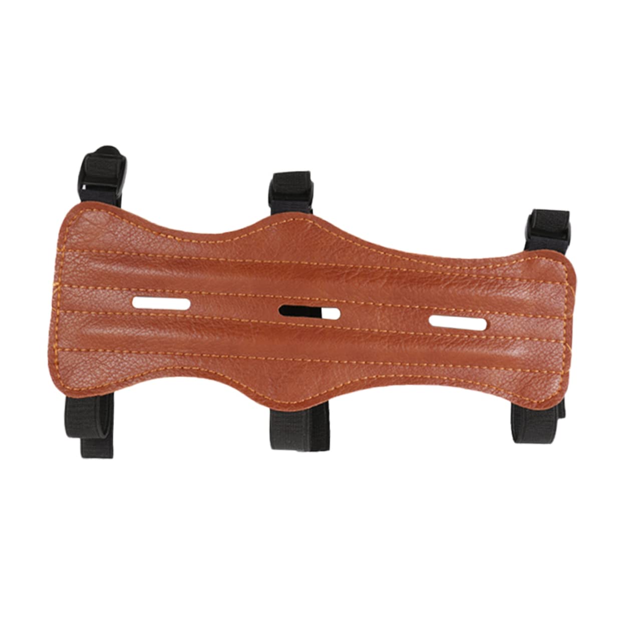 GANAZONO Fashion Pu Leather Archery Arm Guard Adjustable Triple Buckle Strap Comfortable Protective Gear for Arrow Hunting Lightweight Breathable Design for Right Left Hand Shooters Brown