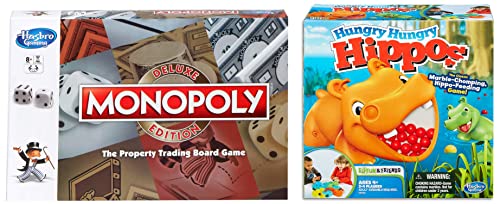 Image of Monopoly Deluxe Edition Game, Fantasy Board Game, Ages 8 Years Old and Up&Hasbro Gaming Hungry Hungry Hippos, for Kids Ages 4 Years Old and Up