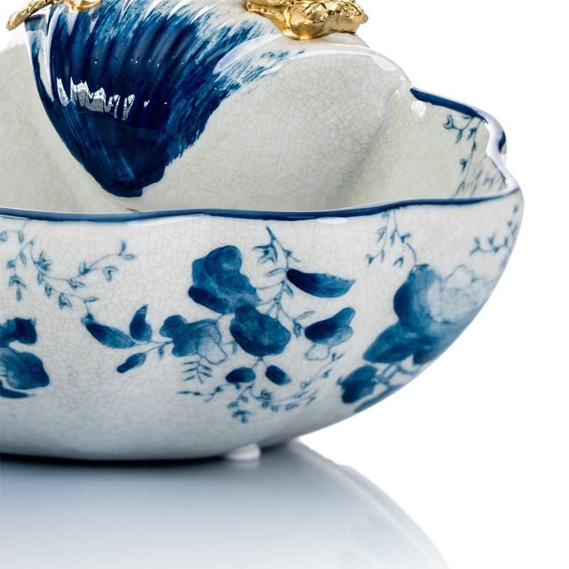 Miska na owoce kosz talerz na cukierki niebieski i biały ceramiczny mały talerz na owoce salon stolik kawowy talerz na przekąski dekoracja wejścia prezent talerz na owoce kosz na owoce do