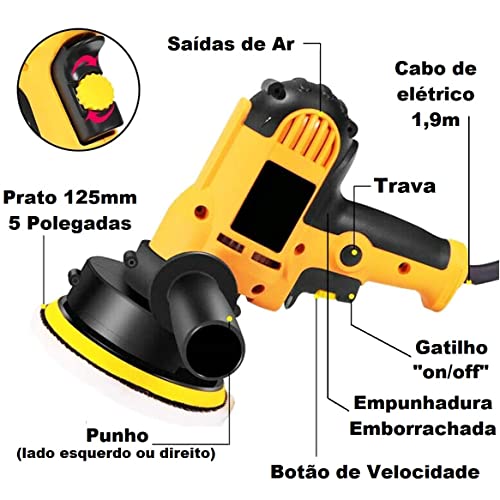 Politriz Lixadeira 5 Pol. 125mm 700 Watts M14 Kit Boina Disco Auto Pro 8125 KaQi 220v