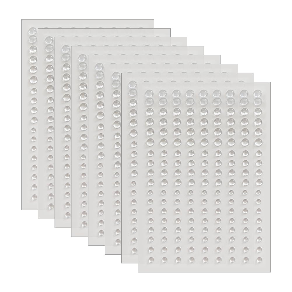 HugeDE About 1296 Pcs Transparent Self Adhesive Rhinestones Round Face Gems Stickers Shiny Diamond Stickers Bling Crystal Jewel Sticker Flat Back Nail Art Makeup Sticker Water Drops Embellishments
