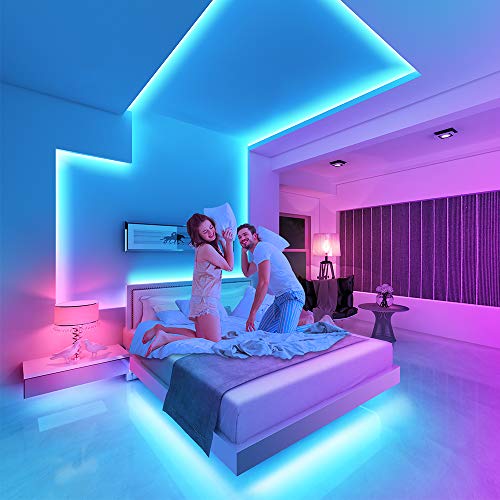 Govee LED Strip Lights, 32.8FT RGB LED Lights with Remote Control, 20 Colors and DIY Mode Color Changing LED Lights, Easy Installation Light Strip for Bedroom, Ceiling, Kitchen (2x16.4FT)