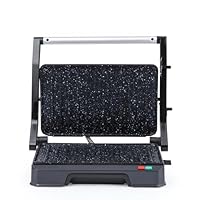 Salter Megastone Health Grill & Panini Maker – Electric Grill, Non-Stick Plates, Opens out to 180° for Dual Cooking, No Oil Required, Removable Drip Tray, Easy to Clean, Cool-Touch Handle, 850W