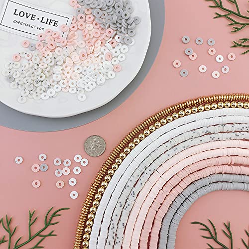 Bocar 6mm 10 Strands Clay Beads Kit Vinyl Flat Handmade Polymer Clay Beads with 2 Strands Alloy Spacer for Jewelry Making Necklace Bracelet Earrings Finding (CB-001-mix 3) - Image 2