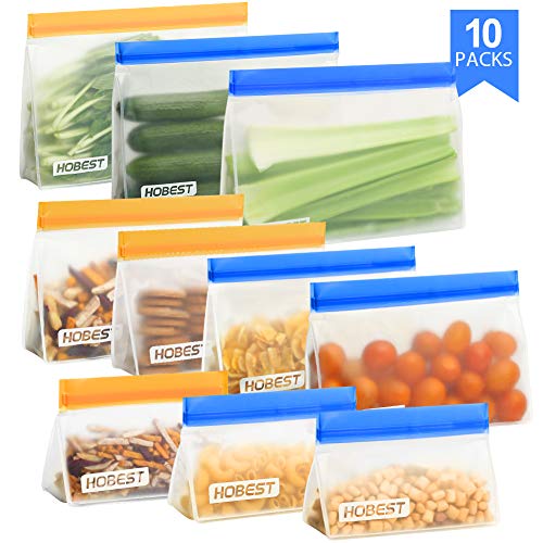 Reusable Storage Bags,Hobest 4 Stand Up Sandwich Bags, 3 BPA Free Snack Bags