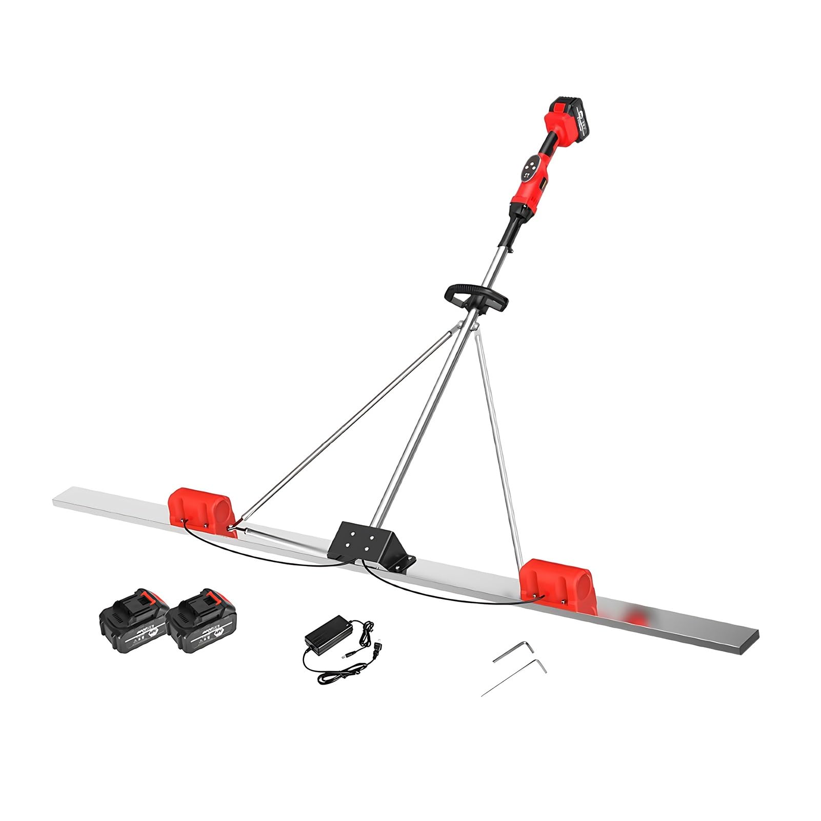 Electric Concrete Screed, Battery Operated Leveling Equipment with Dual Brushless Motors, Digital Control Panel, Concrete Floor Sidewalk and Road Surface Finishing Tool(1.5M)
