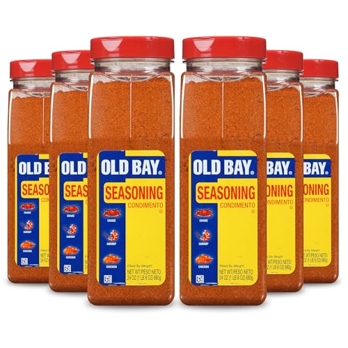 Image of OLD BAY Seasoning, 24 oz (Pack of 6) - Six 24 Ounce Containers of OLD BAY All-Purpose Seasoning with Unique Blend of 18 Spices and Herbs for Crabs, Shrimp, Poultry, Fries, and More