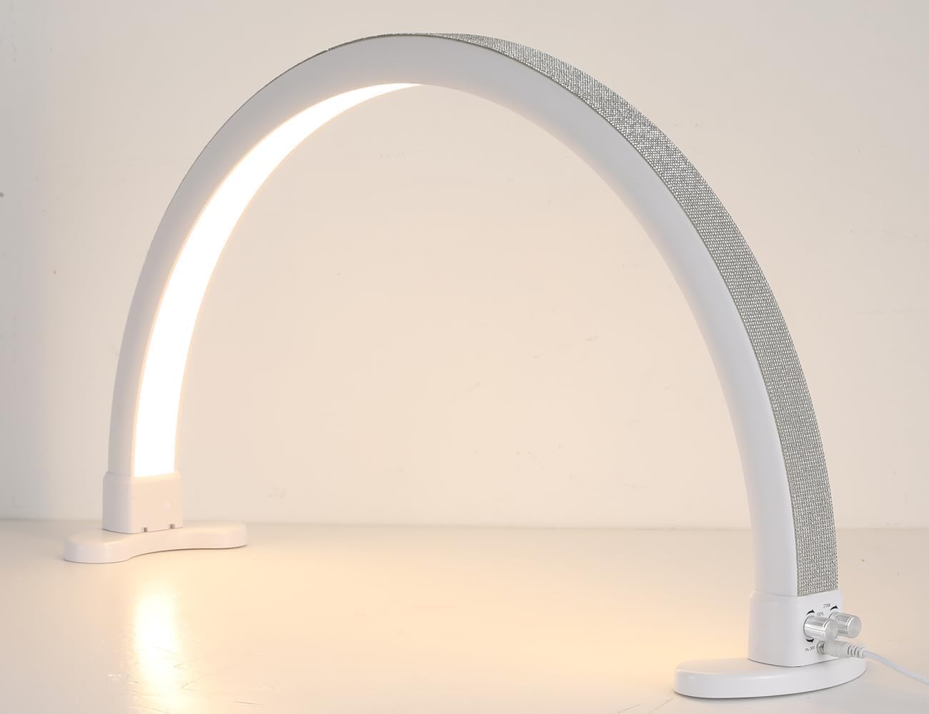 Lampada da scrivania a mezzaluna, lampada a mezza luna per unghie, luce per estetiste, con attenuazione continua e temperatura del colore, opzioni multicolore
