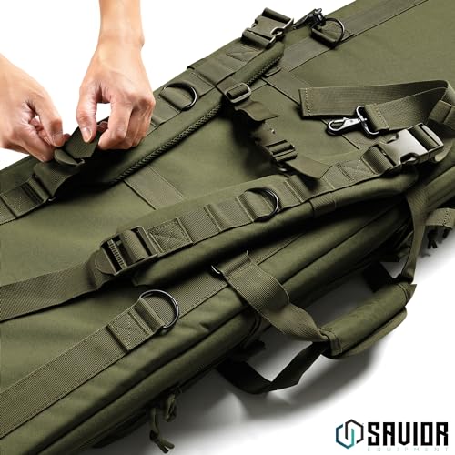 Savior Equipment American Classic Tactical Double Long Gun Bag Pistol Transportation Case w/Backpack Strap, 51 Inch Olive Drab Green - Thumbnail 5