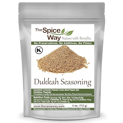 The Spice Way Real Dukkah - Traditional Egyptian Spice Blend. No Additives, No Preservatives, No Fillers, Just Spices and Herbs We Grow, Dry and Blend In Our Farm. Resealable Bag 4 oz