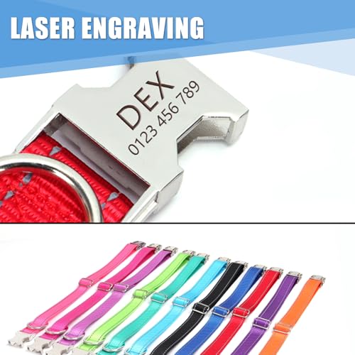 Personalisiertes Hundehalsband mit lasergravierbarem Namen, reflektierendes Nylon-Haustierhalsband mit Metallschloss, anpassbar in der Größe, Geschenk für Hunde(Blau)