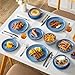 Steingut Geschirrset 6 Personen, vancasso ANYA Blau Teller Set Modern 18 teilig,Tafelservice mit Speiseteller, Desserttellern und Schüsseln, Geschirr Set Spülmaschinen und Mikrowellenfest