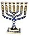 Golden Menorah 7 Branch 12 Tribes Of Israel Jerusalem Menora Blue Enamel 4.7"