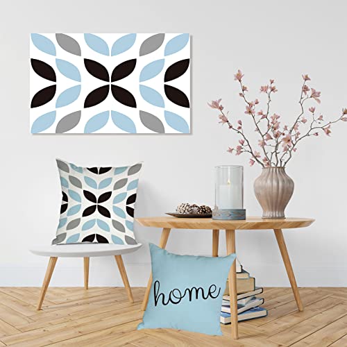 Set Of 6 Geometry Throw Pillow Covers 18X18 Inch,Black And Curry Pale Blue Triangles Decorative Couch Pillow Cases,Modern Floral Linen Square Cushion Covers For Couch Bed Living Room Sofa #TOP4