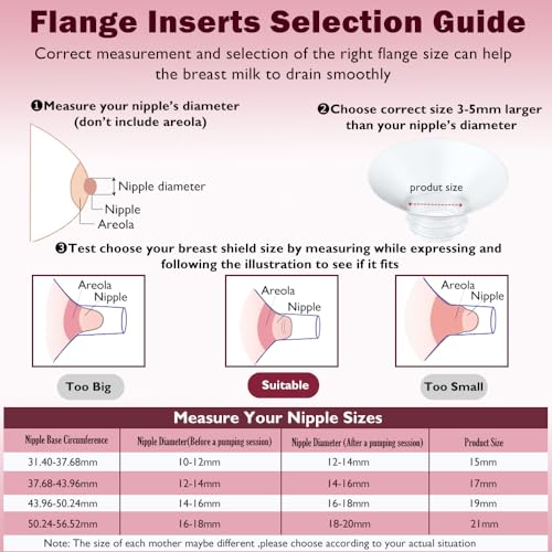 Image of 8PC Flange Insert 15 /17 /19 /21mm Compatible with Momcozy M5 /M6 / /M9 Wearable Breast Pump Replacement, BPA Free Silicone M5 /M6 /M9 Flange Inserts Same Suction as OEM(8PC-4Size)