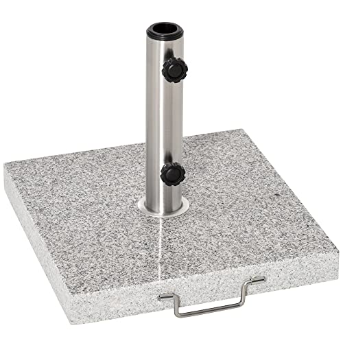 Outsunny Pied de parasol carré 25 kg, support parasol en granit avec tube en acier inoxydable Ø...