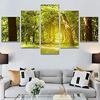SIGNWIN 5 Panel Canvas Wall Art Modern Art Dramatic Forest Multicolor Photography Romantics Scenic for Home Decorations Ready to Hang - 60