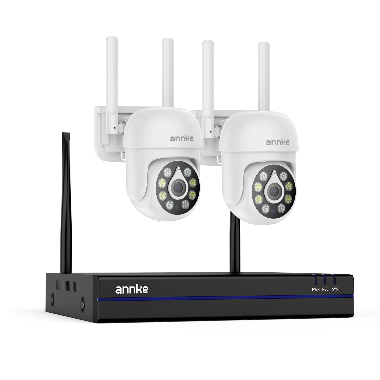 ANNKE Set di telecamere di sorveglianza da 5 MP, per esterni, Wi-Fi, 16 CH 4 K NVR con 2 telecamere PT, visione notturna a colori, audio bidirezionale, riconoscimento intelligente delle persone