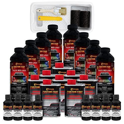 Image of Custom Coat Black Metallic Roll-On Urethane Truck Bed Liner Kit, 2 Gallons
