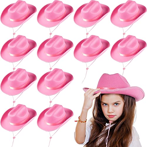 12 Pcs Cowboy Hat Cowgirl Western Hat for Women Dress Costume, Bachelor Party Supplies(Pink)