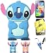 Bukit Cell ® Galaxy S5 Stitch Bundle - 5 Items: BLUE 3D Stitch Soft Silicone Case Cover for Samsung Galaxy S5 V i9600 + BUKIT CELL Trademark Lint Cleaning Cloth + Stitch Figure Anti Dust Plug Stylus Touch Pen + Screen Protector + METALLIC Stylus Touch Pen with Anti Dust Plug