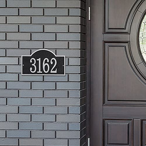 Whitehall Address Sign House Numbers For Outside Modern Address Signs For Houses Cast Metal Address Plaque, Arched Rectangle 12" X 7.25" - Green With Gold Numbers #TOP3