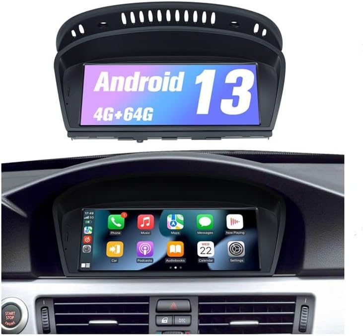 Stereo Screen for E60 E90 CIC: 4+64G Car Stereo with Bluetooth Carplay for BMW E91 E92 E93 E63 E64, 8.8" Aftermarket Touch Screen Android System Head Unit Car Play for Apple Radio with Backup Camera