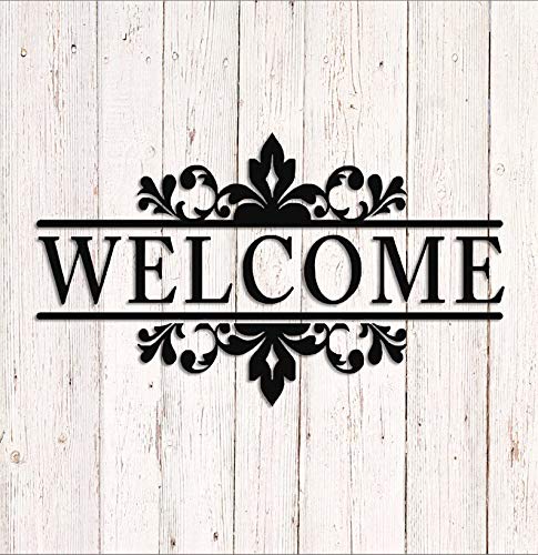 Autocollant Bienvenue Vinyle Porte - Déco Maison 40x13cm Noir