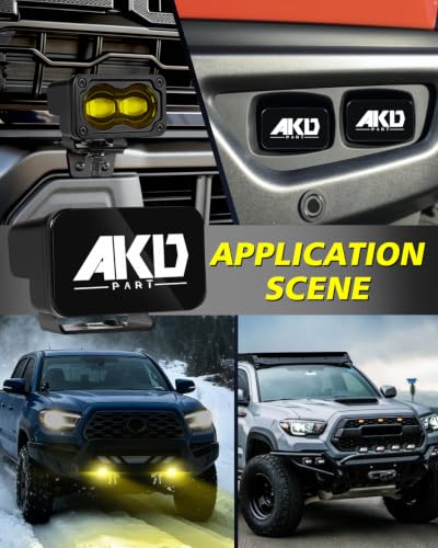 Image of 3 Inch SAE Yellow LED Fog Lights w /Wiring Harness & Black Covers | Street Legal SAE Fog Beam, High Intensity CREE LEDs, Cut-off Beam Yellow Fog Lights for Truck Motorcycle Pickup SUV Tocoma
