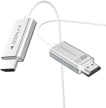HDMI 2.1 Kablo 6.5ft Beyaz 4K 8K Fiber Optik HDMI Kablosu [8K@60Hz 4K@120Hz, 48Gbps, Dinamik HDR, eARC, HDCP 2.2 ve 2.3, 3D] 4090, RX 7900 XTX, Monit r, PS5, Soundbar ile uyumlu