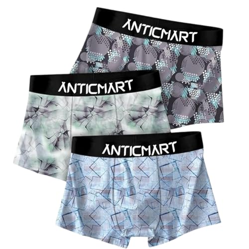 Image of Men's Extra Thin Elastic Ice Silk Underwear - Long, Comfortable, Breathable Boxer Brief Trunks (Pack of 3)