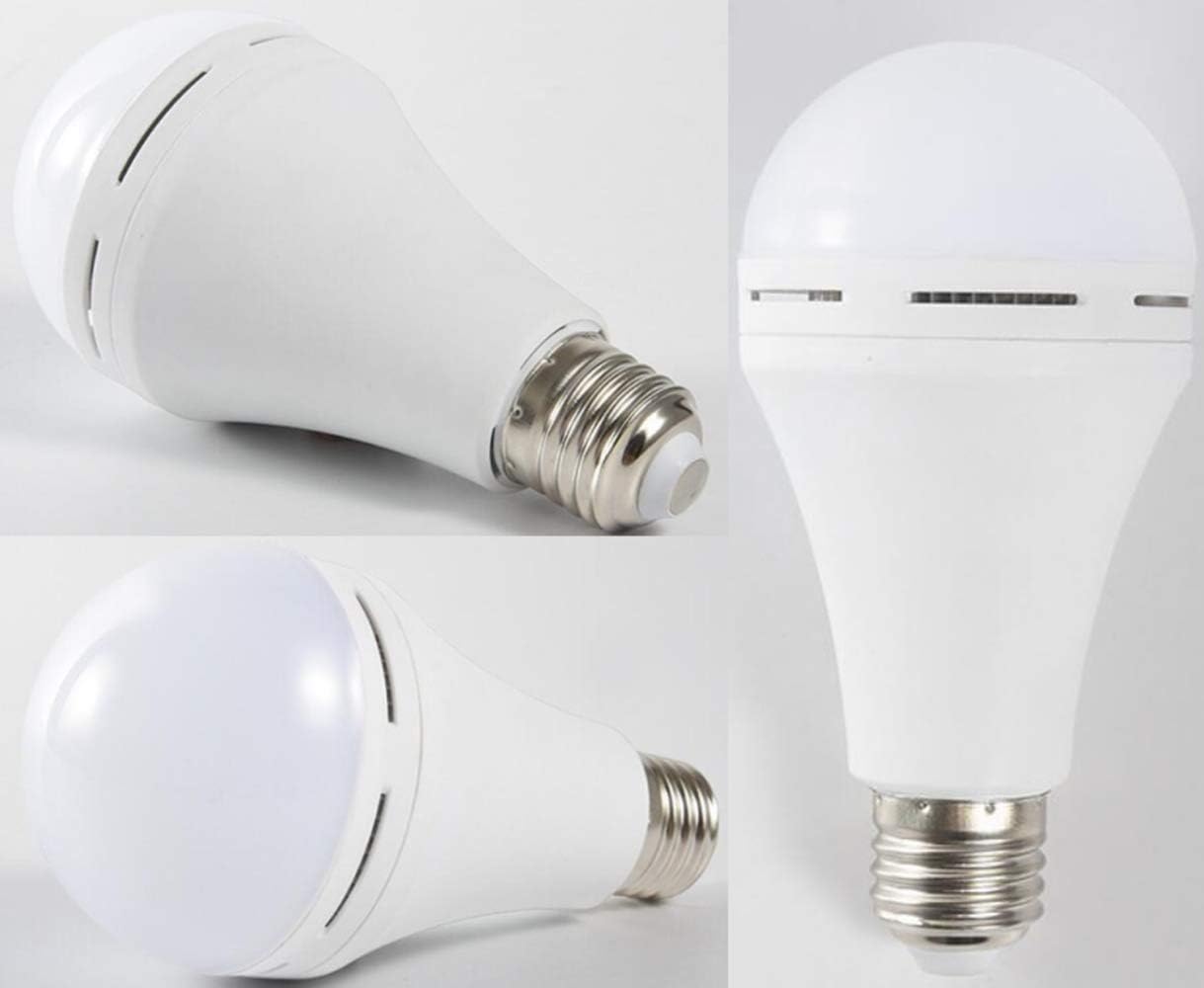 7W LED Light Bulbs Rechargeable Emergency Lamps Battery Backup Emergency Bulb Portable for Power Outage Home Hurricane Camping,with Hook Switch,60W Equivalent,Cool White 6500K,4Pack