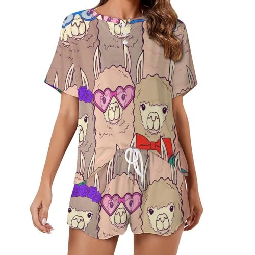 Vêtements de nuit ete pyjama femme manches courtes sleepwear confortable