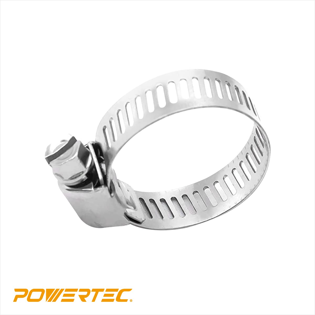POWERTEC 50106 Abrazaderas de manguera de accionamiento sin fin de 3/8 pulgadas de ancho de banda, SAE tamaño 10