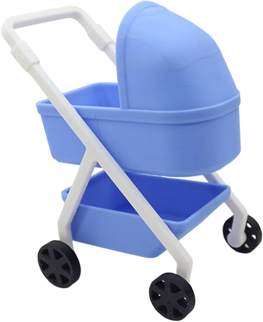 MERIGLARE 1/12 Scale Dollhouse Stroller, Crib Model, Handmade Mini Crib, Handmade Accessories, Scene Decoration, Blue