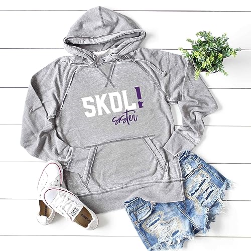 Womens Vikings SKOL SISTER Sweatshirt Hoodie Minnesota | Sparkly | Unisex Fit Burnout Shirt | Ultra Soft Lightweight Hooded Sweatshirt (M, Dark Hoodie/White Skol)2