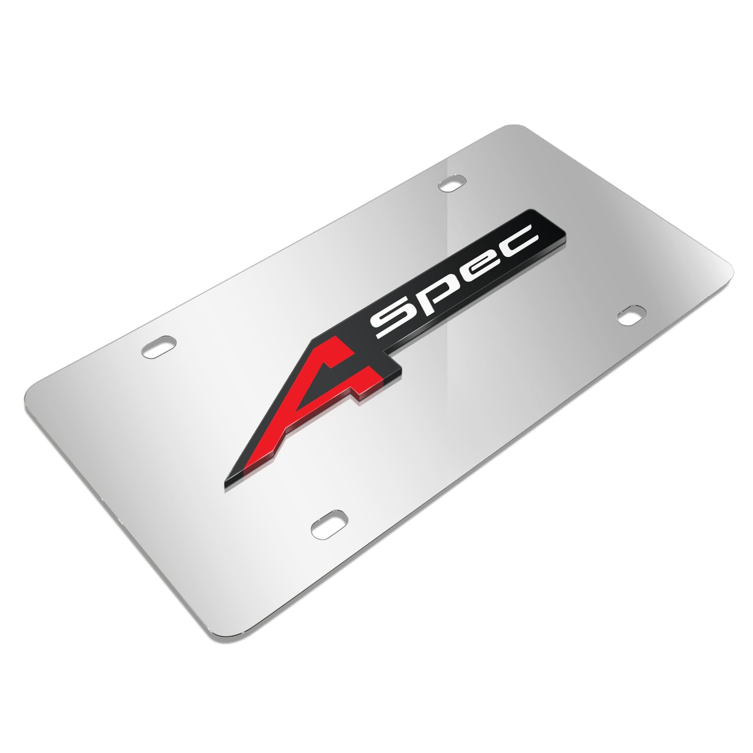 IPick Acura 3D Logo License Plate – Stainless Steel, Mirror Chrome, OEM Style