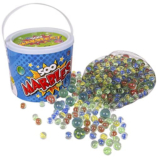 Oig Brands - Assorted Classical Colorful Glass Marbles Game Fun Retro Toys I Variety Of Patterns For Crafting, Party Favors & House Decor - 500 Pack For Kids Bulk Set #TOP3