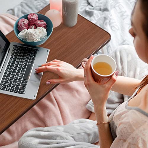 Vaunn Medical Overbed Bedside Table With Wheels (Electric-Powered, Hospital And Home Use) - Brown #TOP4